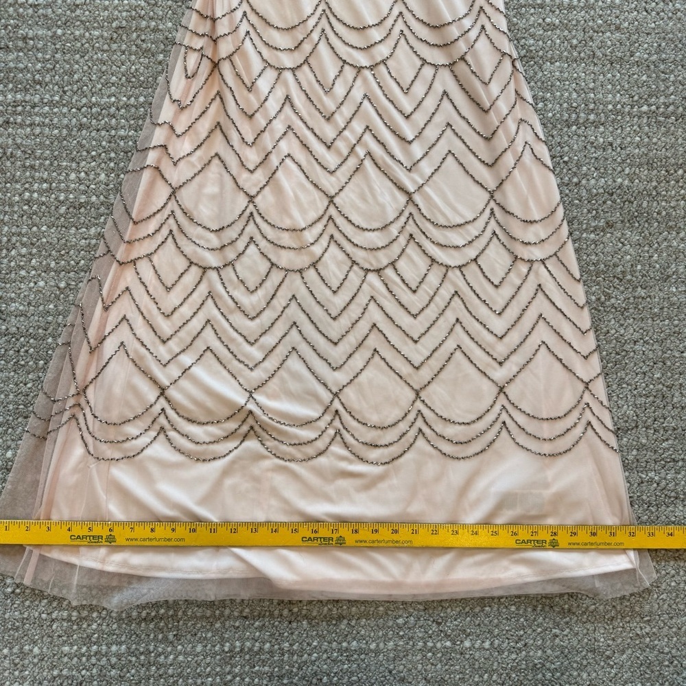 Adrianna Papell Blush Pink Beaded Tulle Gown Embellished Formal Dress 6 - Picture 12 of 17